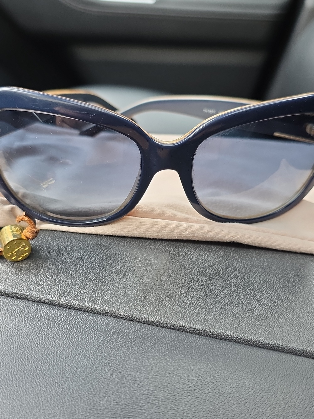 Tory Burch Blue and Gold Oversized Sunglasses